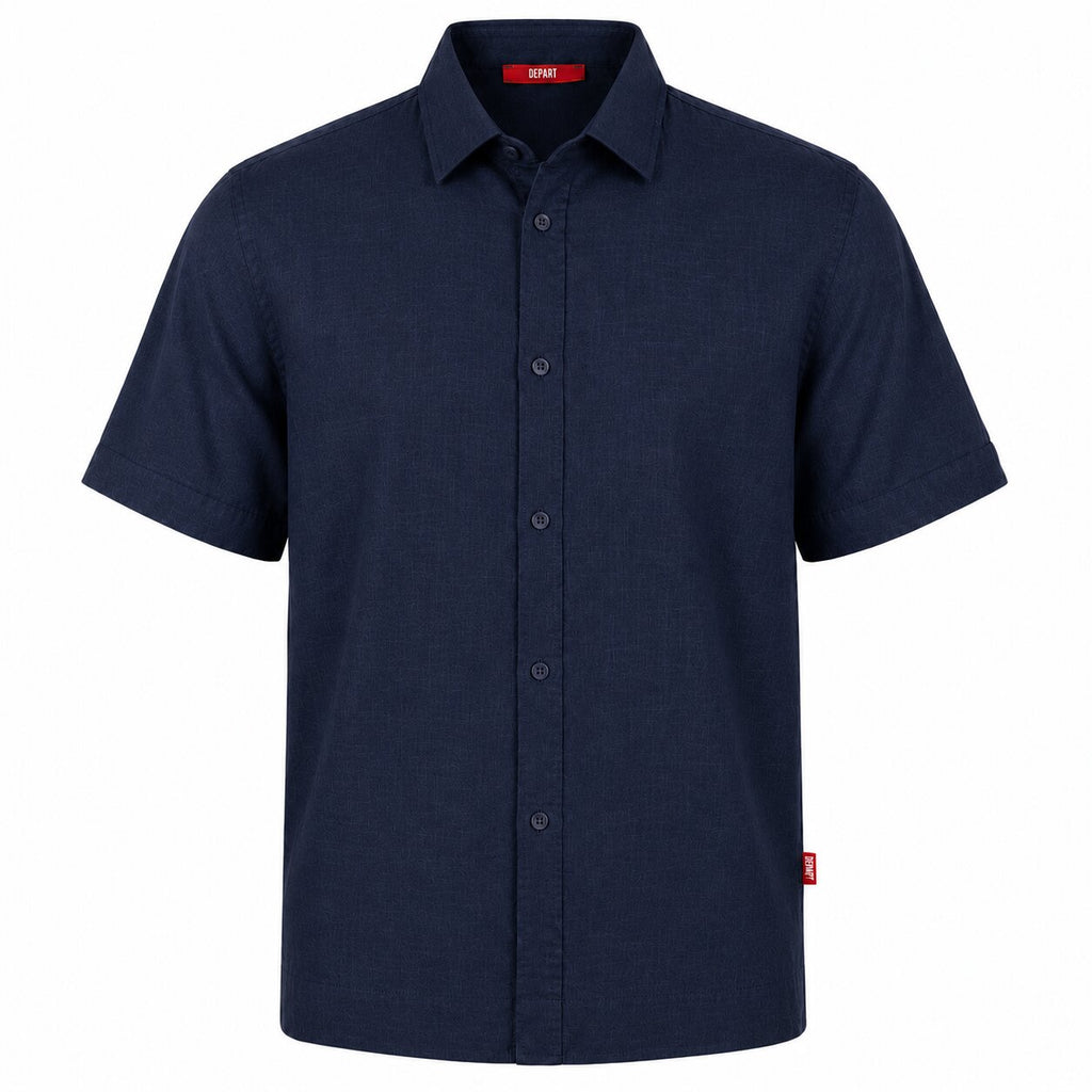 Départ Homme Chemise en Lin Blue